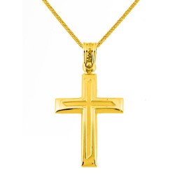 Χρυσός σταυρός Κ14 με αλυσίδα